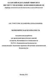 Экономическая безопасность, Методическая разработка для проведения практических занятий, Туфетулов А.М., Хафизова Э.К., Балабанова Ю.Н., 2022