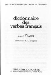 Dictionnaire des verbes français, Caput J., 1969