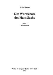 Der Wortschatz des Hans Sachs, Band 2, Tauber W., 1983