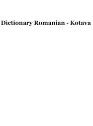Dictionary Romanian-Kotava, 2007